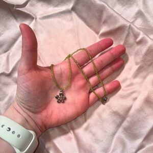 Silver and Green Floral Pendant Necklace